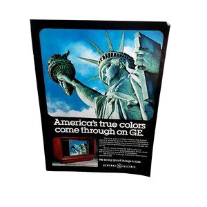 GE Color Television 1979 Vintage Magazine Print Ad Statue of Liberty